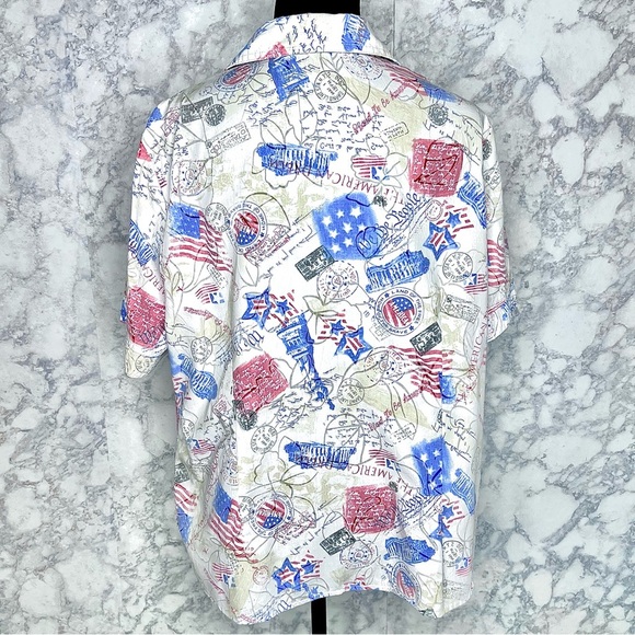 Allison Daley 90s Patriotic Americana Textured Button Up Shirt Women’s 16P - Picture 6 of 14